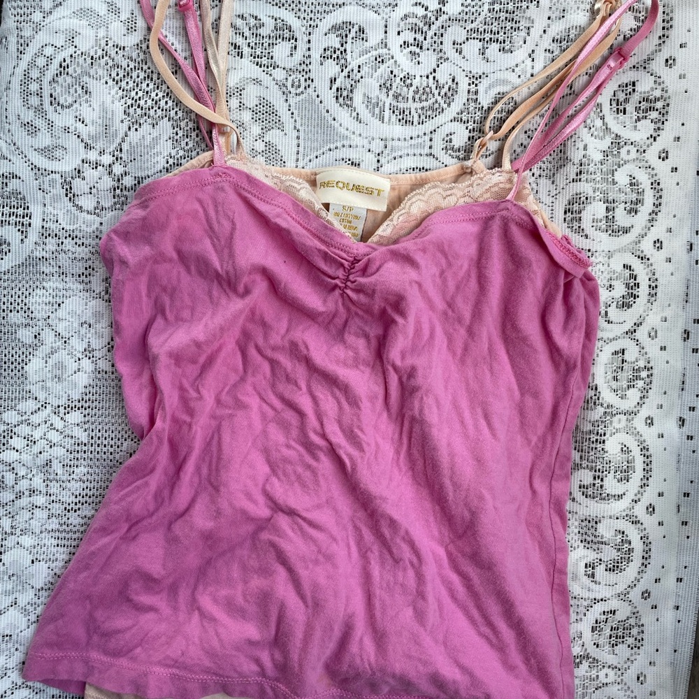 Pink Lace Trim Double Women's Top